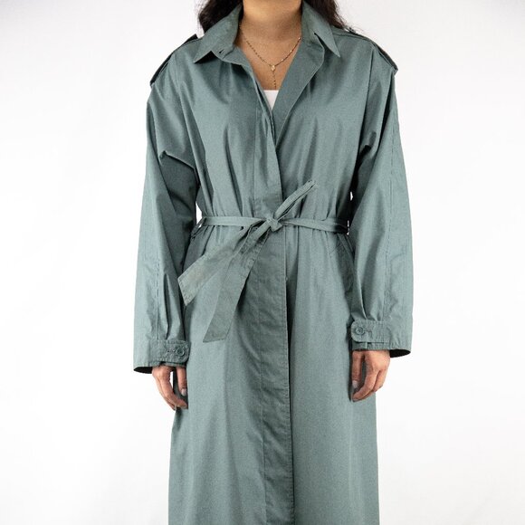 Croydon Teal Trench Coat, Size Small - Picture 1 of 9